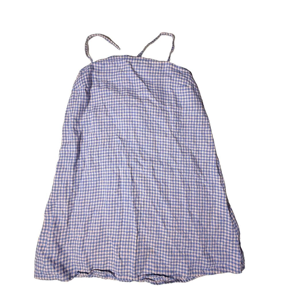Reformation Womans Aubree 100% Linen Dress Gingham XS Tie Straps